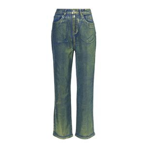 AmyLynn Womens/Ladies Lupe Metallic 5 Pockets Jeans / Green